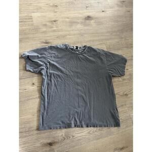 Elwood Men's Gray Cotton Knit Crew Neck ripped collar T-Shirt Size Large